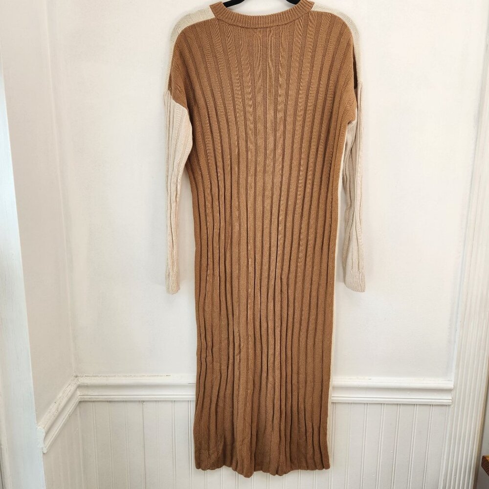 Madewell Wool Alpaca Resourced Ribbed Midi Sweater Dress White Tan S - Picture 3 of 9